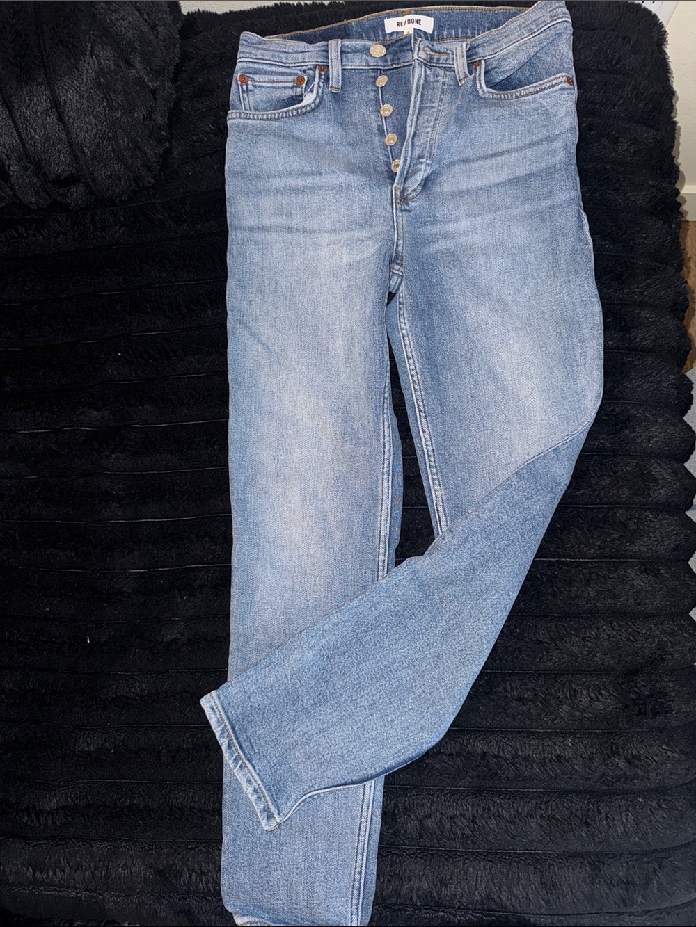 Re/Done Women's Skinny Jeans in Light Blue Wash